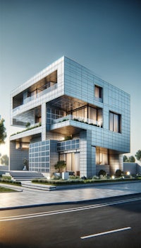 3d rendering of a modern house in the city